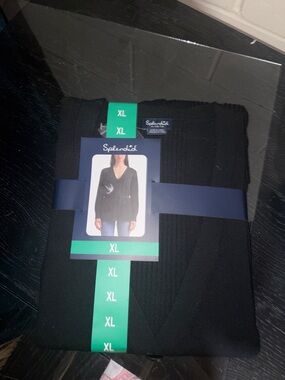 Splendid Black Ribbed V-Neck Cardigan - XL Packaged